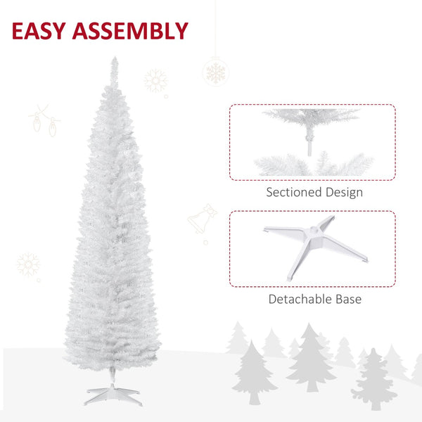 English Elm Homcom Slim Black Pencil Christmas Tree 6ft Artificial with 390 Branch Tips Unlit W2225P229788