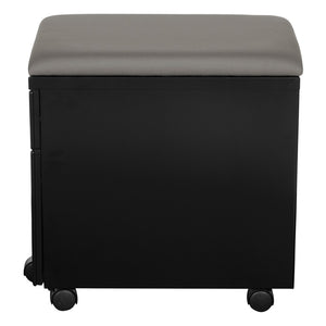 OSP Home Furnishings Mobile Steel File Cabinet with Padded Seat Locking Drawers and Casters for Home Office BXPMC22BF-B