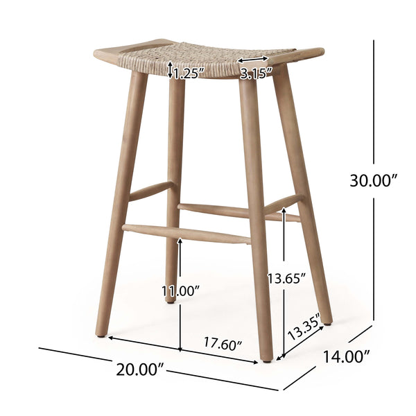 English Elm Christopher Knight Home® - JACE Rustic Acacia Outdoor Barstools Set of 2 – 30" Faux Rattan Seats, Tapered Legs, Weather-Ready 70855.00MLBRN