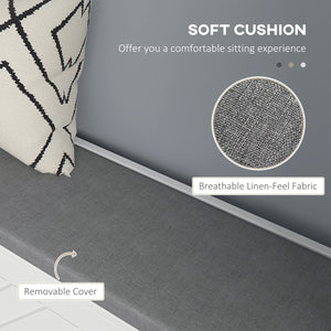 English Elm HOMCOM Modern Shoe Bench with 2 Flip Drawers, Padded Seat, Ventilation, Adjustable Dividers, White W2225P229709