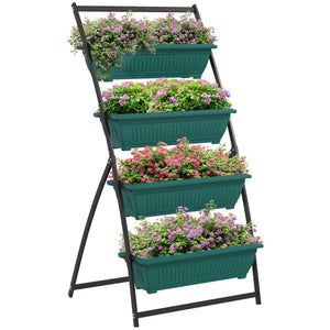 English Elm Outsunny 4-Tier Vertical Garden Planter Set - Space-Saving Elevated Planters For Herbs, Veggies & Flowers W2225P174506-GIGA