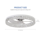 English Elm Modern Acrylic Ceiling Fan Light With Remote Control, Dimmable Led Chandelier, 6-Speed Adjustable, Quiet Motor, Flush Mount Design For Living Room, Bedroom, Dining Room