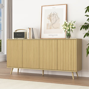 English Elm Sideboard Walnut Credenza with Hexagonal Doors and Adjustable Shelves for Dining Areas W409P327407