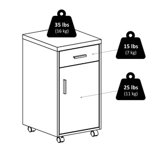 Winsome Wood Kenner 1-drawer Storage Cabinet On Wheels: Stylish Reclaimed Wood Finish For Home Office & Studio Reclaimed Wood ,White Composite Wood 18220-winsome-wood