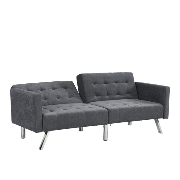 English Elm Sofa Convertible Linen Sofa Bed with Split-Back Recline, 3 Positions, Breathable Comfort for Small Spaces Dark Gray 41.3 L x 34.7 W x 8.2 H W2297S00005