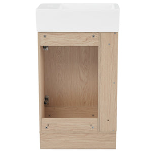 English Elm 18.6" Bathroom Vanity with Sink and Ceramic Top, MDF Cabinet with Door, TP Holder & Shelf Natural N725P212181N