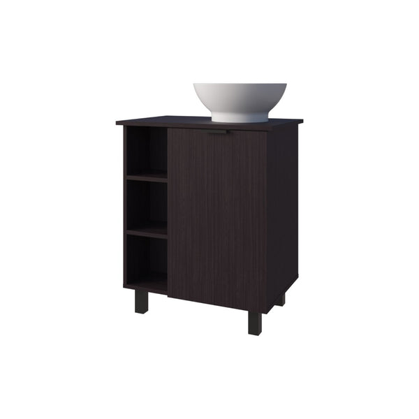 English Elm Wengue Bathroom Vanity With 8 Storage Shelves & Elegant Design For Compact Spaces & Modern Style B062P355666-GIGA