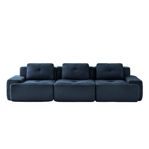 English Elm 117" Luxurious Modular Sectional Sofa - Oversized 3-Seater Couch With Deep Seats & Tufted Design, Blue W714S01494