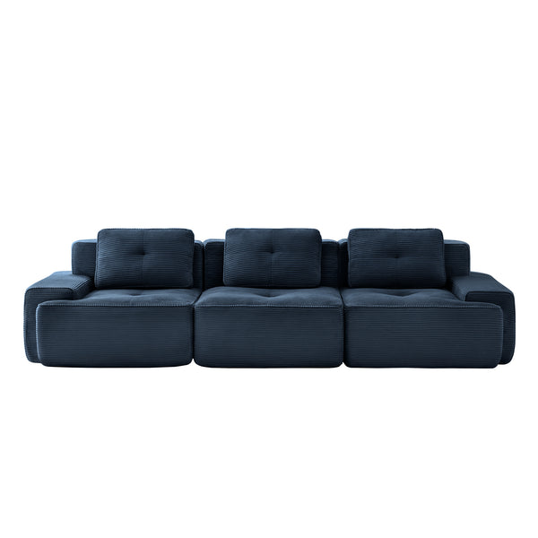 English Elm 117" Luxurious Modular Sectional Sofa - Oversized 3-Seater Couch With Deep Seats & Tufted Design, Blue W714S01494