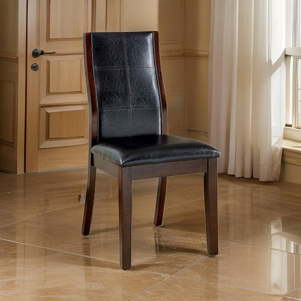 English Elm Townsend Transitional Dining Chairs Curved Back Leatherette Seat Wood Set of 2 B056P417098