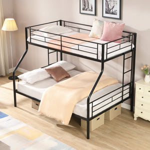 English Elm Twin Over Full Metal Bunk Bed - Modern Design, No Box Spring Needed, Safe Stairs & Ample Storage Space W311S00048-GIGA