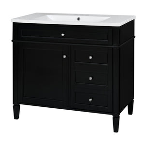English Elm 36'' Modern Bathroom Vanity With Top Sink, Elegant Storage Cabinet & 2 Drawers For Small Spaces N710S136004B