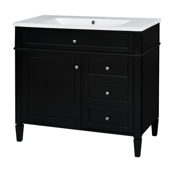 English Elm 36'' Modern Bathroom Vanity With Top Sink, Elegant Storage Cabinet & 2 Drawers For Small Spaces N710S136004B