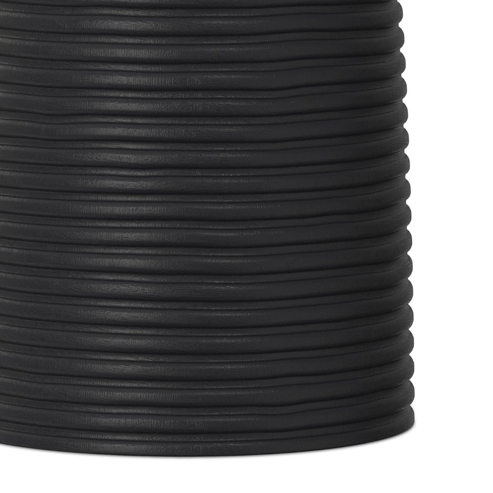 English Elm Boyd Ribbed Solid Mango Wood Accent Table Matte Black Lacquer Handcrafted Side B136P414663