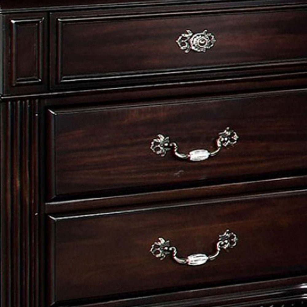 English Elm Syracuse Dark Walnut Nightstand with Antique Brass Hardware for Classic Bedrooms B056P417102