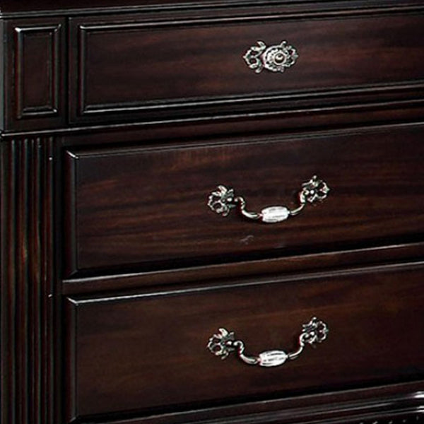 English Elm Syracuse Dark Walnut Nightstand with Antique Brass Hardware for Classic Bedrooms B056P417102