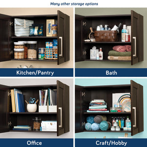 English Elm Wall Cabinet Brown Finish with Adjustable Shelves, Compact 33.75" x16.63" x5" Organizer for Kitchen Bath Garage B356P402698