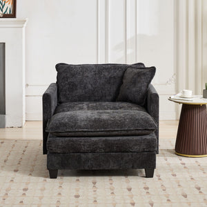 English Elm Cloud Sofa Single Seat Module - Modern Chenille Couch For Living Room & Bedroom Comfort, Black W1143S00006