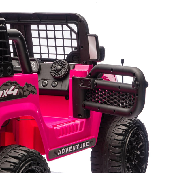 English Elm 24v Dual Motor Two Seat Kids Electric Ride on Car with Remote Control and Bluetooth Audio Pink W1578P305898