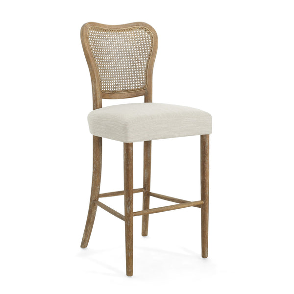 English Elm Christopher Knight Home® - BARSTOOL( Vintage Retro Set of 2) Fabric Seat Rubberwood Frame Cane Weave Durable Comfort Stylish Appeal N779P171193B