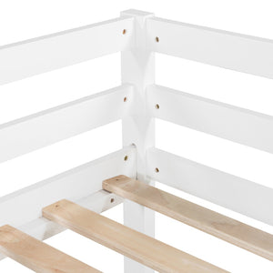 English Elm Loft Bed with Built-in Slide Solid Pine Twin Frame for Kids Bedroom Play N708P360093K