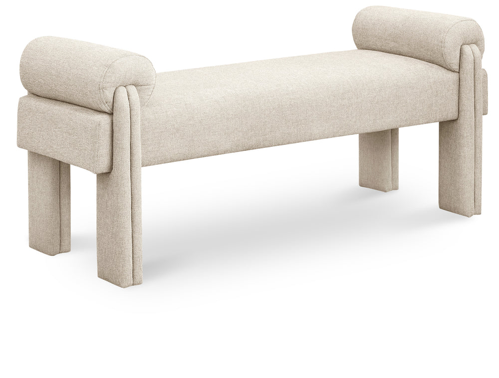 Stefano Beige Polyester Fabric Bench 182Beige Meridian Furniture