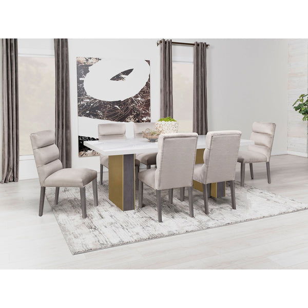 English Elm Highmore Stone Velvet Upholstered Dining Side Chair with Tufted Foam Back and Cool Gray Legs - Set of 2 Beige B062P299895