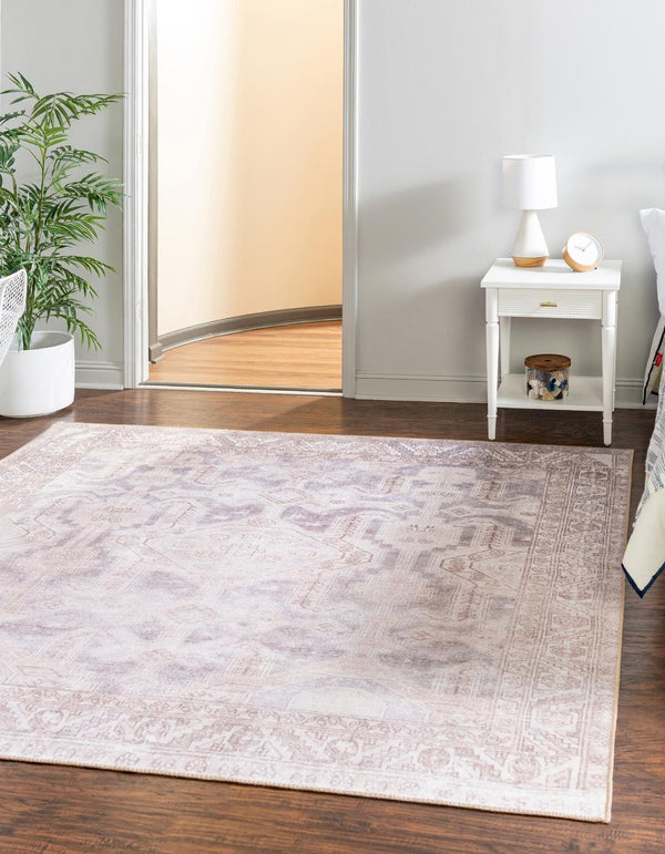 Unique Loom Timeless Paul Machine Made Medallion Rug Gray, Beige/Ivory 7' 6" x 7' 7"