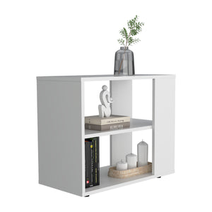 English Elm Sideboard modern engineered wood console with 2 spacious shelves, compact sturdy minimalist design White 29.13 L x 16.93 W x 4.33 H B097P296817