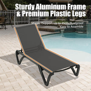 English Elm Pool Aluminum Chaise Lounger Set of 2 with Side Table, Weatherproof Textilene, Adjustable Recline, Wheels Dark Gray W1859P396088