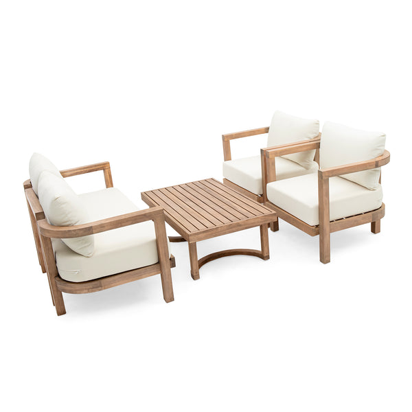 English Elm Christopher Knight Home® - 4-Pieces Acacia Wood Patio Set with Plush Beige Cushions, Coffee Table, Durable Outdoor Seating (97) N780P7230307