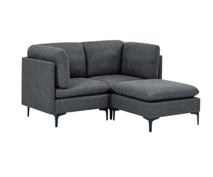 English Elm Linen Upholstered Modular Sectional with Black Metal Legs for Contemporary Living Dark Gray B2748S00104