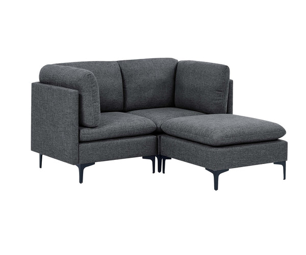 English Elm Linen Upholstered Modular Sectional with Black Metal Legs for Contemporary Living Dark Gray B2748S00104
