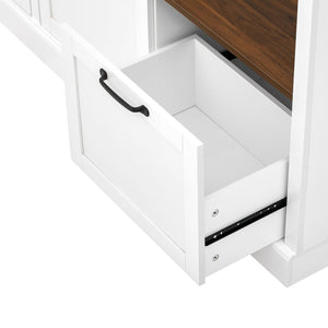 English Elm 3-in-1 Entryway Hall Tree with Cabinet Hooks Bench Drawers and Adjustable Shelving White SJ000160AAK