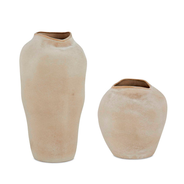 Uttermost Uttermost Earthenware Sculptural Vase Set Artisan Buff Glaze Indoor Outdoor Decor 18320