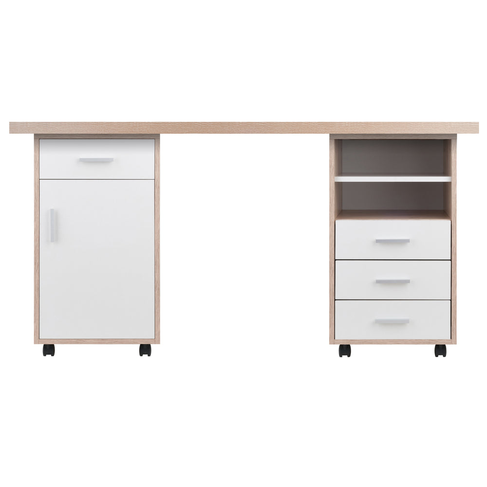 Winsome Wood Kenner 3-piece Modular Desk Set - Reclaimed Wood Top & White Storage Cabinets For Home Office Reclaimed Wood ,White Composite Wood 18322-winsome-wood