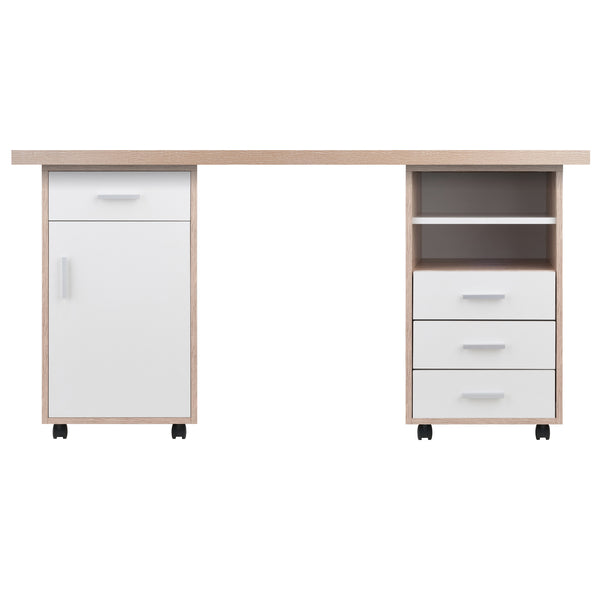 Winsome Wood Kenner 3-piece Modular Desk Set - Reclaimed Wood Top & White Storage Cabinets For Home Office Reclaimed Wood ,White Composite Wood 18322-winsome-wood