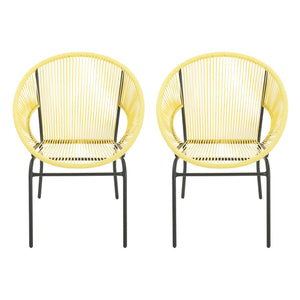 English Elm Christopher Knight Home® - NUSA Modern Outdoor Wicker Club Chairs Set of 2 with Durable PE Rattan Weave and Sleek Iron Frame Yellow N775P198603Y