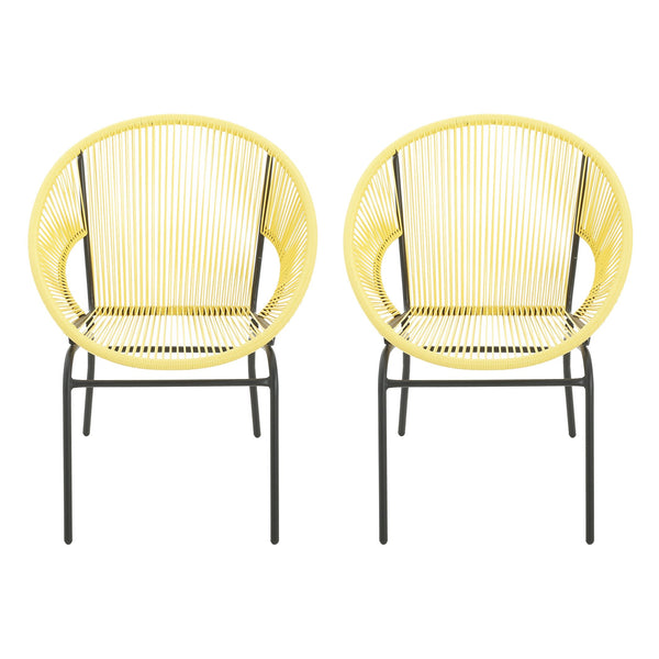 English Elm Christopher Knight Home® - NUSA Modern Outdoor Wicker Club Chairs Set of 2 with Durable PE Rattan Weave and Sleek Iron Frame Yellow N775P198603Y
