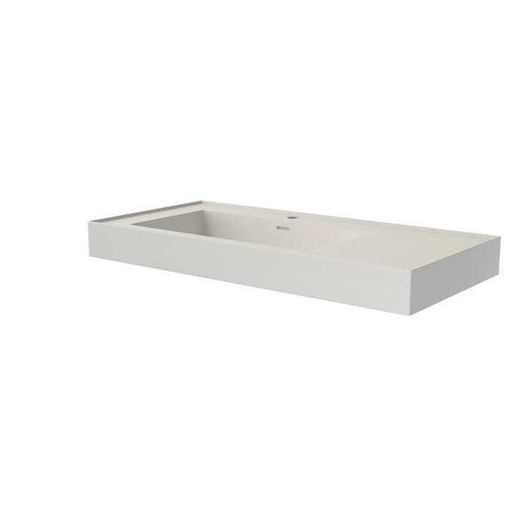English Elm 39 Inch Solid Surface Wall Mount Bathroom Basin with Matte Finish Modern Design T3785P491208