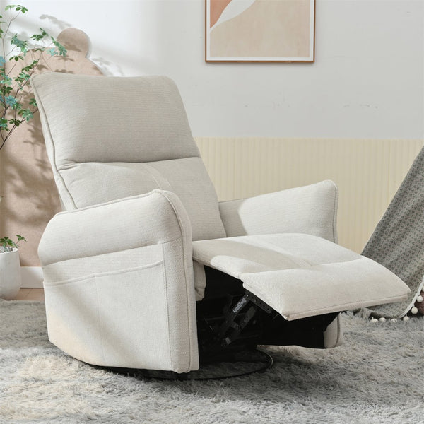 English Elm 360° Swivel Rocker Recliner Chair with Pull-Ring Recline, 360° Swivel, Rocking Comfort for Living Spaces Gray W1028S00049