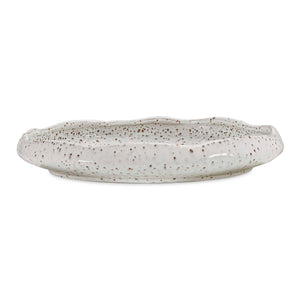 Uttermost Speckled Earthenware Coastal Ripple Bowl with Waved Rim for Indoor Outdoor Decor
