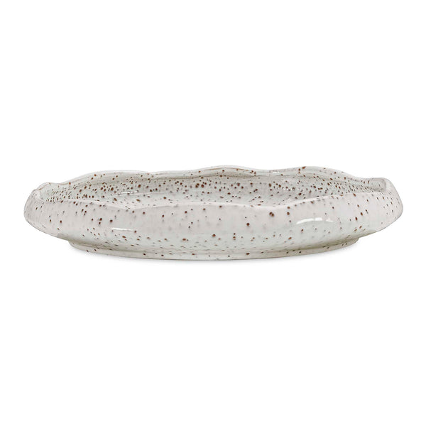 Uttermost Speckled Earthenware Coastal Ripple Bowl with Waved Rim for Indoor Outdoor Decor