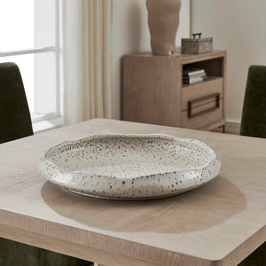 Uttermost Speckled Earthenware Coastal Ripple Bowl with Waved Rim for Indoor Outdoor Decor