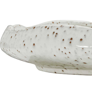 Uttermost Speckled Earthenware Coastal Ripple Bowl with Waved Rim for Indoor Outdoor Decor