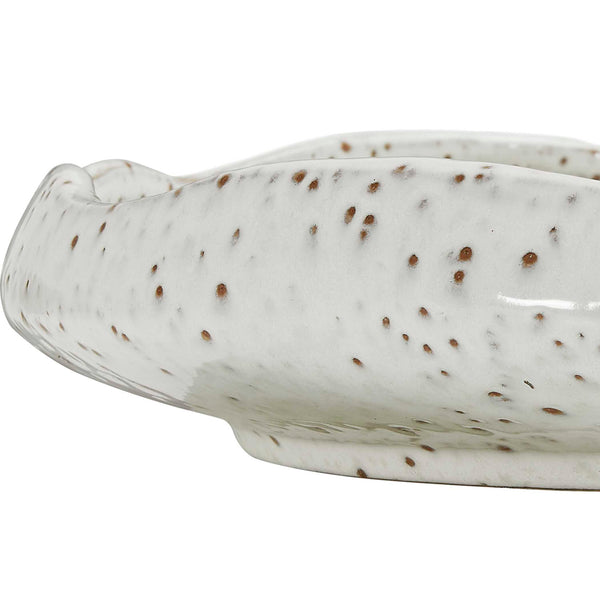 Uttermost Speckled Earthenware Coastal Ripple Bowl with Waved Rim for Indoor Outdoor Decor