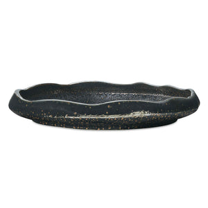 Uttermost Uttermost Speckled Earthenware Coastal Ripple Bowl with Waved Rim for Indoor Outdoor Decor Black 18332