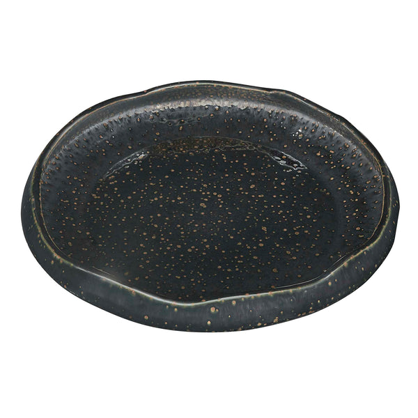 Uttermost Speckled Earthenware Coastal Ripple Bowl with Waved Rim for Indoor Outdoor Decor