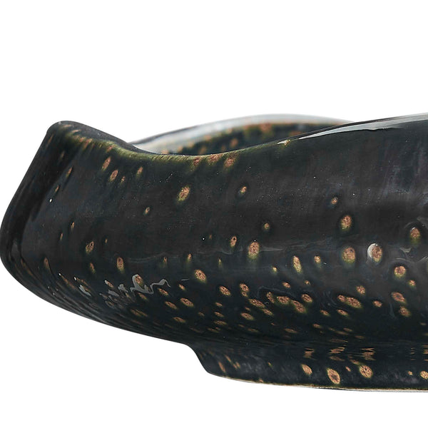 Uttermost Speckled Earthenware Coastal Ripple Bowl with Waved Rim for Indoor Outdoor Decor