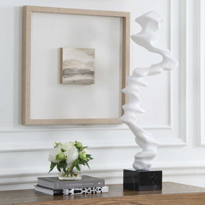 Uttermost Flux Abstract Wave Resin Sculpture with Polished Black Marble Base